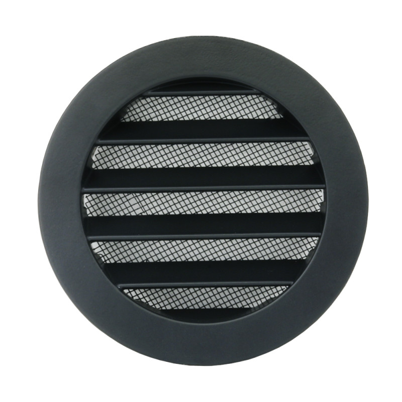 Dalap AVD - black metal ventilation grille with insect mesh and flange